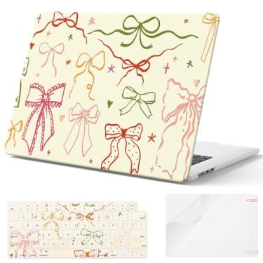 Imagem de iCasso Capa compatível com MacBook Air de 15 polegadas 2025 2024 2023 versão M4 A3241 M3 A3114 M2 A2941, capa rígida protetora fina antiarranhões + capa de teclado para Mac Air 15, fita colorida