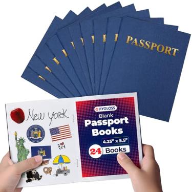 Imagem de Hygloss 24 livros de passaporte em branco - 10 x 14 cm - passaportes azuis falsos - Diário de viagem - Atividade divertida de fazer de conta para crianças - lembrancinhas de sala de aula e festa -
