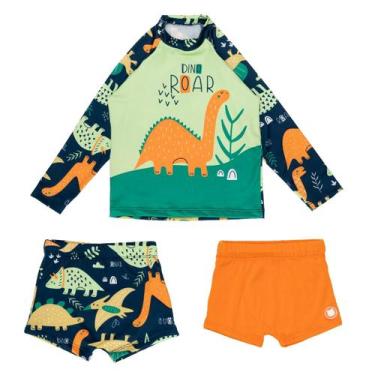 Imagem de Kit 1 Blusa Proteção Uv + 2 Sungas Forradas Infantil Praia - Fofotinho