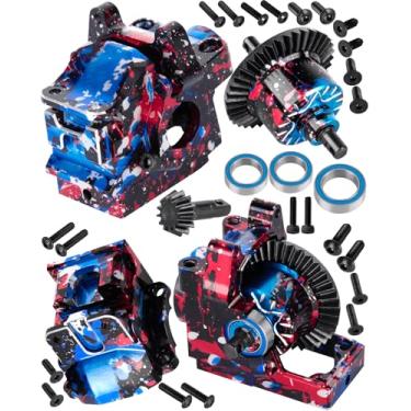 Imagem de RCHuiWow RC Transmission Case w/37T Diff Gear Upgrades Part for 1/10 Slash 4x4(VXL),Rustler 4x4(VXL),Stampede 4x4(VXL),Jato 4x4 (VXL),XO-1,Front Rear Metal Gearbox Case Differential Gear,Multicolored
