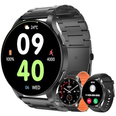 Imagem de Relogio Smartwatch Feminino Masculino Unissex 1.45" Relógio com Atender/Fazer Chamadas 100+ Modos Esportivos Relogio Masculino Smartwatch Prova Dágua IP68 Compatível com iOS e Android,3Pulseiras