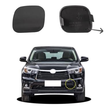 Imagem de Goholy Tampa do gancho de reboque do para-choque dianteiro do carro compatível com Toyota Highlander 2014 2015 2016 tampa de reboque 521200E927 521270E926 tampa pequena tampa de reboque lado direito