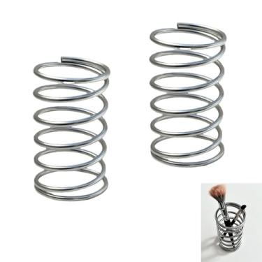 Imagem de UtySty Pacote com 2 suportes de escova de dentes em forma de mola organizador de escova de dentes elétrica de aço inoxidável para banheiros, bancada, escovas de dentes de bambu, limpador de língua