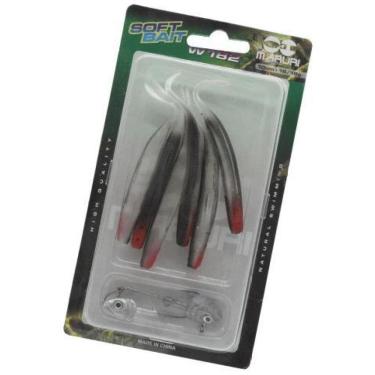 Imagem de Kit 6 Iscas Artificiais Soft Shad + 2 Anzol Jig Head Maruri