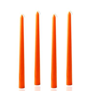 Imagem de Conjunto de 4 velas cônicas laranja de 25,4 cm, castiçais altos, para jantar, casamento, decoração de casa, decoração de cozinha, Natal, Halloween (laranja, 25,4 cm)