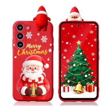 Imagem de Esakycn Capa de Natal para Samsung Galaxy S24 FE, capa de telefone de silicone vermelha 3D boneca brinquedo de Natal com design para meninas mulheres presente capa fina à prova de choque macia fofa