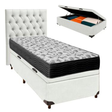 Imagem de Kit Cabeceira + Cama Box Bau + Colchão Solteiro D33 Iso100 Ortobom