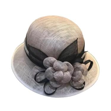 Imagem de Chapéu feminino Race Fascinator coquetel cloche noiva casamento chapéu senhora igreja Sinamay top cap pnnrk M 55-57 cm