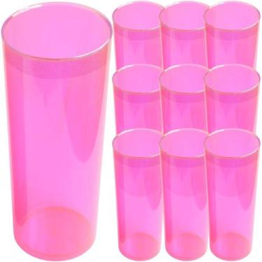 Imagem de 12 Copos Long Drink festa Rosa Neon Lembrancinha - JLK PLASTICOS