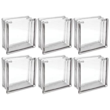 Imagem de Kit 6 Bloco De Vidro Incolor Com Furo 19X19X8 Tradestar