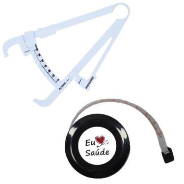Imagem de Kit Avaliacao Fisica Medir Gordura Corporal Fita Metrica Imc Adipometr