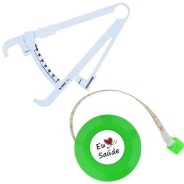 Imagem de Kit Avaliacao Fisica Medir Gordura Corporal Fita Metrica Imc Adipometr