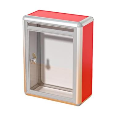 Imagem de KiBcsLic Caixa de doações com fechadura 21,5 cm x 11,5 cm x 28,5 Caixa de sugestões transparente multiuso com fechadura Recipiente para arrecadação de fundos, Slot Frontal