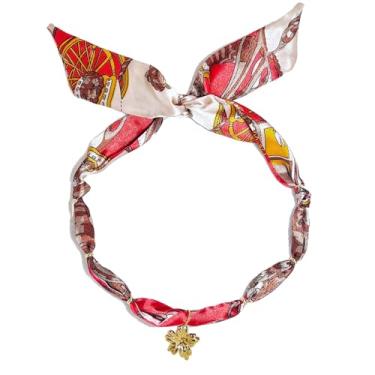 Imagem de Colar de cachecol Western Cowgirl, colar bandana com pingente banhado a ouro 14K, imitação de pérola, joia gargantilha feminina, Available sizes, cetim, sem pedras preciosas