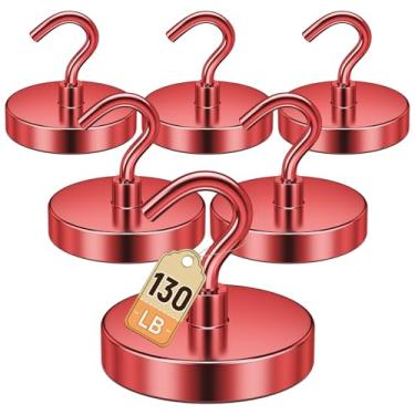 Imagem de DURMATE Ganchos magnéticos resistentes, ganchos de ímã vermelho para cabine de cruzeiro, essenciais de navio de cruzeiro, ímãs de geladeira fortes de 59 kg para acampamento, armário, porta-chaves