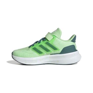Imagem de adidas Tênis infantil unissex Ultrarun 5 elástico de renda e alça, Brilho semi verde/azul-petróleo pré-amado/explosão de limão, 11.5 Little Kid