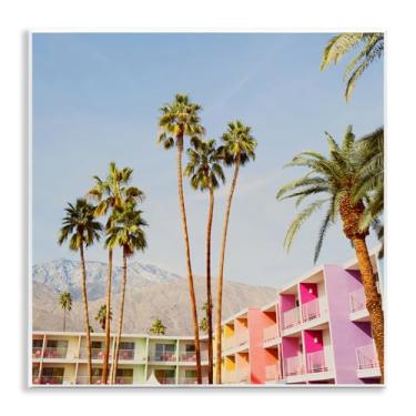 Imagem de Stupell Industries Palmeiras sobre arte de placa de parede de resort, design por LISH Creative, 12 x 12