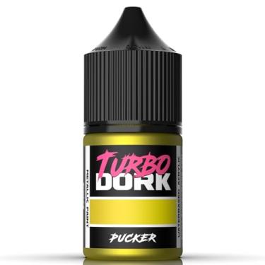Imagem de Turbo Dork Tinta acrílica metálica Pucker Frasco de 22 ml - Tinta com acabamento metálico não tóxico à base de água