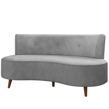 Imagem de Sofá 2 Lugares Para Sala Living 135cm Pés Palito Korah K04 Veludo Cinza - Mpozenato