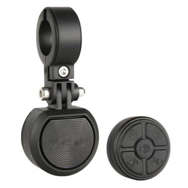 Imagem de Buzina elétrica de bicicleta de 120 dB com controle remoto sem fio, alarme antirroubo, sino de bicicleta impermeável IP66, 4 modos de som, carregamento tipo C e modo de espera de 30 dias