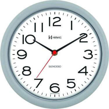 Imagem de Relógio De Parede 22cm Silencioso Preto Herweg 660039 Cinza