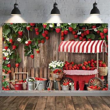 Imagem de Tábua de madeira, pano de fundo, morango, cerca, marrom, casa de fazenda, frutas vermelhas, mercado, decoração de margarida branca, decoração de morango, 1º chá de bebê, decoração de festa de