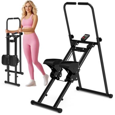 Imagem de Leikefitness Degrau de escada para escalador vertical de atualização em casa, máquina de exercícios cardiovasculares, escalador de escadas para treino de corpo inteiro com guidão ajustável para