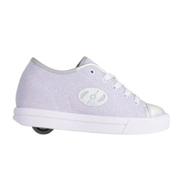 Imagem de HEELYS Calçado infantil unissex com salto com rodas, Branco/Roxo/Azul-celeste, 22