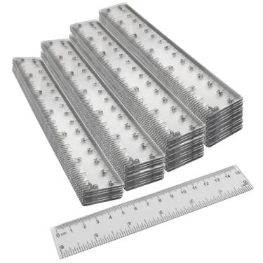Imagem de Zorveiio Pacote com 100 mini réguas transparentes de 15 cm estilo grande plástico flexível réguas retas transparentes com polegadas e centímetros, material de volta às aulas para sala de aula