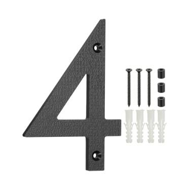 Imagem de PATIKIL Números de casa de 15 cm para o exterior, número 4 ABS textura de plástico flutuante número de casa moderna caixa de correio números de porta com kit de unhas para rua residencial ao ar livre