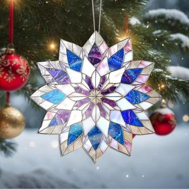 Imagem de Enfeites de Natal, flores de cristal, enfeites de árvore de Natal feitos à mão, decoração de carro e casa - presentes de Natal, decoração de artesanato em acrílico, ideias de troca de presentes para