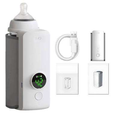 Imagem de Aquecedor de Mamadeira Digital Portátil, Recarregável, Display LED, Controle de Temperatura, Branco
