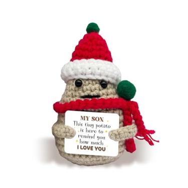 Imagem de Christmas Crochet Potato Gifts, Handwoven Knitting Doll for Son Men Birthday Gifts, Funny Cute Doll with Card, Emotional Presents, Christmas Party Decorations -C08