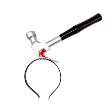 Imagem de Tiara de Halloween para cabeça de martelo assustador, acessório de cabelo engraçado, adereços de terror sangrento, lembrancinha de festa de Halloween, suprimentos de decorações de cosplay, 1 peça