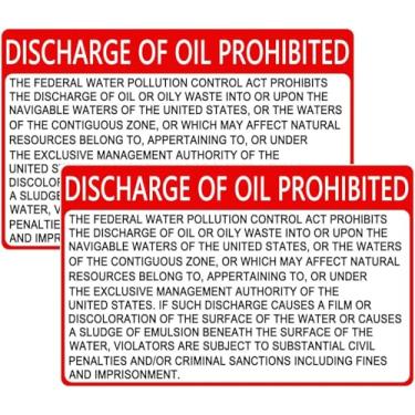 Imagem de Placa proibida de descarga de óleo, 20 x 12 cm, adesivo de aviso de segurança, aviso de cuidado, uso interno e externo. (2 peças)