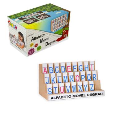 Imagem de Alfabeto Móvel Degrau Carlu 146 Peças Mdf Jogo Educativo