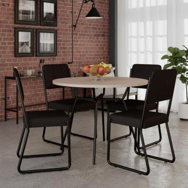 Imagem de Conjunto Mesa De Jantar Soho Redonda C/ 04 Cadeiras Next Est.preta - Off White E Preto Off White E Preto