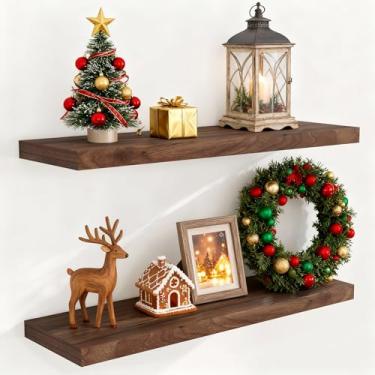 Imagem de Fun Memories Prateleiras flutuantes para parede, 91 x 23 cm, prateleira flutuante de madeira, 91 cm de comprimento, grandes prateleiras de parede profundas para decoração e armazenamento de casa