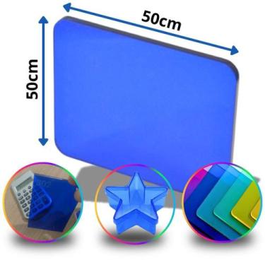 Imagem de Chapa de Acrílico Azul Transparente 2mm  50x50cm  500x500mm  Placa Pre