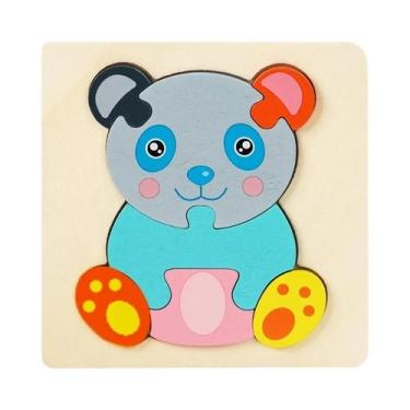 Imagem de Quebra-Cabeça De Animais Colorido De Madeira Montessori Brinquedos Edu