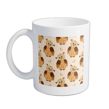 Imagem de Caneca Xícara de Café Porcelana 300ml Com Desenho Corujas Bonitinhas