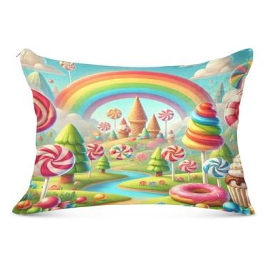 Imagem de Capa de almofada Candyland Scene Queen 50 x 101 cm super macia e aconchegante com zíper capa de travesseiro durável
