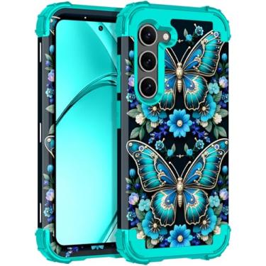 Imagem de Rancase Capa para Galaxy S23 Plus, proteção resistente à prova de choque de três camadas de plástico rígido + capa protetora de borracha de silicone macio para Samsung Galaxy S23 Plus, brilha no