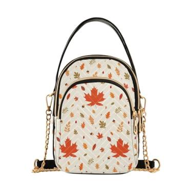Imagem de Bolsa tiracolo feminina de folha de bordo de outono, bolsa de mão para mulheres, bolsa de ombro antirroubo para mulheres, Folha de bordo de outono, 15*21*8cm