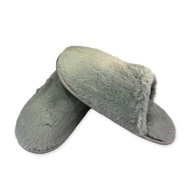 Imagem de Pantufa Feminina Felpuda, Cinza, Tamanho 36/37, Pantufas Femininas, Pantufas Masculinas, Chinelos para Spas