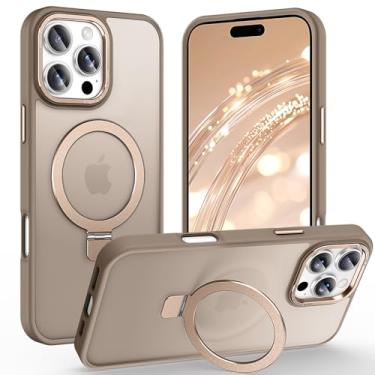 Imagem de Lufanbis Capa magnética para iPhone 16 Pro com suporte de anel, [proteção contra quedas de 3 pés] [toque aveludado] Capa de telefone fina translúcida fosca à prova de choque para iPhone 16 Pro de 6,3