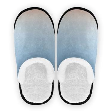 Imagem de Joisal Chinelos femininos portáteis Tie Dye Dragonflies para casa, chinelos de viagem para avião 35-45, Cinza e laranja dégradé, 9-12 US Women/9-12 US Men