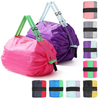 Imagem de MAQUITA Sacola de compras reutilizável, dobrável, para armazenamento de mercearia, estilo órgão, dobrável, tecido Oxford, bolsa portátil para compras