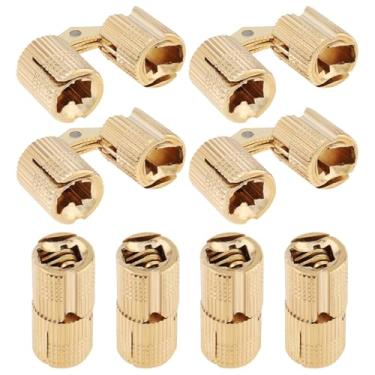 Imagem de HOJLKLD 6 peças de dobradiças escondidas de latão de 10 mm, dobradiças ocultas de móveis de ângulo de abertura de 180 graus para artesanato manual de caixa de joias DIY (6, 10 mm)