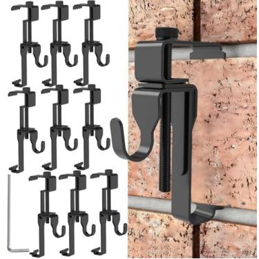 Imagem de Anserdrm Pacote com 10 cabides de tijolo de metal, pendurar sem broca, para decoração ao ar livre, ganchos ajustáveis e resistentes para grampo de parede